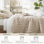 Comfort Spaces King Quilt Set Modern Reversible Ogee Coverlet King Bedding Set Cozy Quilted Winter Layer, All Season Lightweight Soft King Size Quilt, Kienna, Cal King Beige 3 Piece