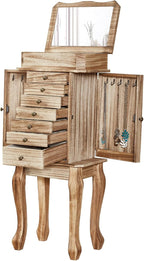 Emfogo Standing Jewelry Armoire, 7 Drawers & 2 Side Doors Jewelry Amoire Cabinet Standing with Top Flip Makeup Mirror, Jewelry Chest Jewelry Boxes