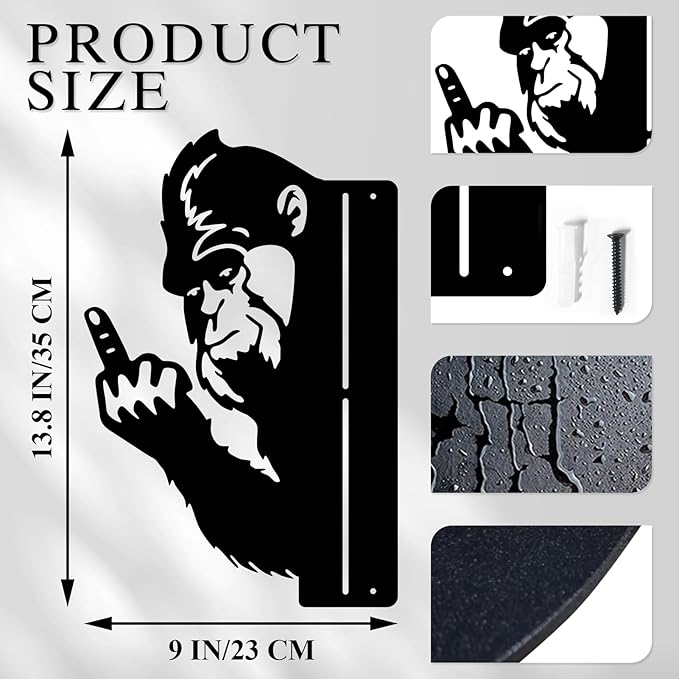 ESTART Peaking a Boo Flipping Off Bigfoot Animal Metal Sign Art Ornament, Animal Peeping Around Signs Corner Tree Garden Fence Farmhouse Outdoor Home Decoration