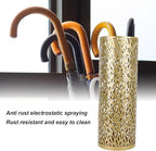 Umbrella Stand Umbrella Holder for Entryway,Umbrella Stand Rack,Metal Hollowed Freestanding Round Umbrella Holder Organizer Bin,Umbrella Rack Organizer Freestanding for Home Hotel Office(Small-Gold)