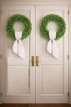 20 inch Artificial Boxwood Wreath for Front Door, Greenery Spring Summer Wreath for All Seasons with Sash，St Patrick's Day Decoration, Farmhouse, Garden, Wedding, Indoor & Outdoor