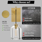 Crystal Brass Hemisphere Wall Sconce - Set of 2 Gold Brushed Dimmable Sconces with Bulbs - Luxury Indoor Lighting Fixture - Modern Hanging Light Decor for Bedroom Living Room Bathroom Vanity Hallway