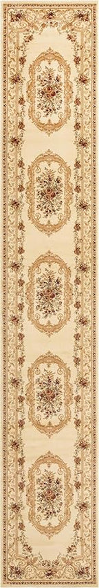 Rugs.com Chateau Collection Rug – 3' x 19' 8 Runner Cream Medium Rug Perfect for Hallways, Entryways