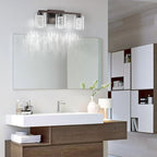 SineRise 3-Light Bronze Vanity Light with 3 Color Modes (3000K/4000K/6000K), Eye Protection LED Bathroom Light Fixture, Dimmable Modern Wall Light Over Mirror with Clear Glass Shade