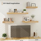 Heimlove 12 Inch Deep Floating Shelves, 48 x 12 inches Long Wall Shelf, Large Display Shelf & Storage Shelf, Rustic Wood Wall Shelves for Fireplace Mantel, Set of 2(Oak)