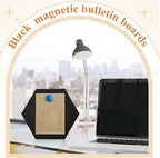 Shimeyao 2 Pcs Magnetic Bulletin Board for Tabletops with 8 Magnets Memo Display Easel Stand for Home Office School Kitchen Table Supplies(Hexagon,Black,10 x 8.5 Inch)
