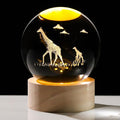 Giraffe Gifts for Women Men 3D Giraffes Crystal Ball with Wooden Light Base Glass Animal Decor Gifts for Giraffe Lovers for Christmas Mothers Valentine's Day Birthday (Diameter 2.36 inches)
