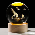 Giraffe Gifts for Women Men 3D Giraffes Crystal Ball with Wooden Light Base Glass Animal Decor Gifts for Giraffe Lovers for Christmas Mothers Valentine's Day Birthday (Diameter 2.36 inches)