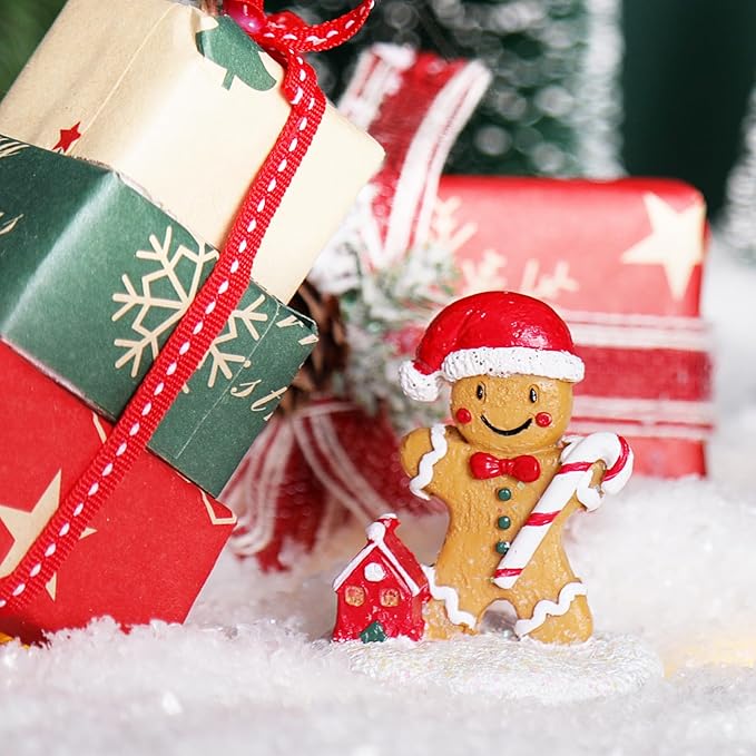 NINIPAPA Christmas Village Gingerbread Decoration Ornament, Cute Gingerbread Chritmas Decor for Xmas Town Decoration DIY Craft Party Supplies