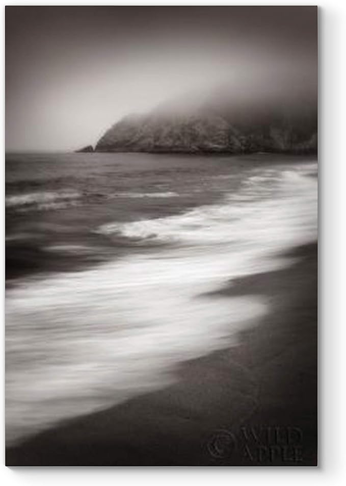 Renditions Gallery Canvas Nature Wall Art Home Paintings & Prints Vintage Blurry Shore Black & White Scenic Modern Decorative Artwork for Bedroom Living Room Office Kitchen - 12"x18" LT06