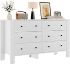 GarveeHome White 6 Drawer Dresser for Bedroom, Modern Wide Dresser Organizer with Storage Drawers, Wooden Chests of Drawers for Bedroom, Entryway, Hallway, Home Office