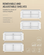Shoe Storage Bench, 2 Tier Shoe Bench with Padded Seat Cushion & 2 Barn Doors, Entryway Bench with Adjustable Shelf, Farmhouse Shoe Cabinet for Living Room, Bedroom, White SB26603GY