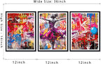 Novatique Colorful Graffiti Canvas Wall Art Dance Picture Wall Decor Modern Graffiti Art Poster Pop Art Wall Decor for Living Room Bedroom,12" x 16" x 3Pcs
