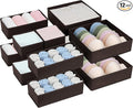 DIMJ Drawer Organizer Clothes, 12 Pack Underwear Organizer, Foldable Closet Organizers, Sock Organizer Bra Organizer, Fabric Dresser Organizer for Clothes, Bra, Socks, Tie (Brown)