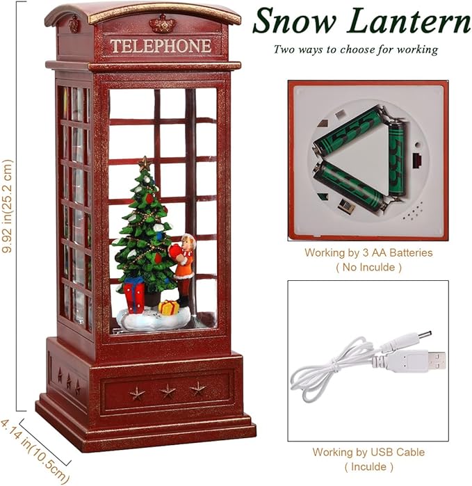 Christmas Snow Globe Lantern,Christmass Lantern with 8 Christmas Theme Music,Christma Snow Globe Gifts Water Glittering Swirling Christma Home Decoration (Christmas Child)