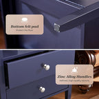 Huuger Blue Nightstand Set of 2, Night Stand with Charger Station, Bedside Table with 2 Drawers, Bed Side Tables for Bedroom, Modern Nightstands, Metal Knobs, Painted Surface