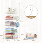 5 Tier Extra Large Closet Hanging Shelves with Divider,2 Pair Hook,16.5"L x 11.8"W x 51.4"H Closets Organizers and Storage,Clothes Organizer Clothing Sweaters Shoes Handbags Clutches Accessories-White