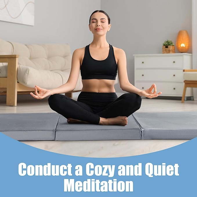 BALAPET Floor Lounger Pillow,Foldable Soft Memory Foam Floor Pillow Portable 3-Piece Folding Pillow with Handle,Suit for Meditation,Playing,Yoga,Reading,Sleeping(Light Gray)