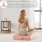 2 Pcs High Density Foam Floor Pillow - Upgraded Large Pillows Seating for Adults - Outdoor Floor Cushion with Soft Tufted Cover - Yoga Pillows for Sitting On Floor - 22 Inch Pink
