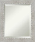 Amanti Art White Wall Mirror 24x20 Rustic White Wash Rectangle Bathroom Mirror for Wall Decor Living Room, Small Country Rustic Wood Frame, Hangs Horizonally and Vertically, Bathroom Decor, Beveled