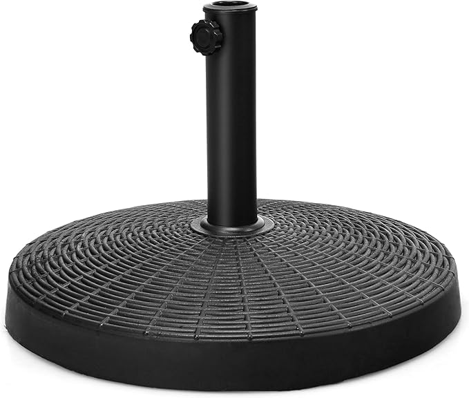Giantex 49 lbs Patio Umbrella Stand, 20.5 Inch Round Umbrella Base for 1.5'' or 1.9'' Diameter Pole, Outdoor Umbrella Holder for Poolside, Backyard, Garden, Market, Imitated Rattan Style, Black