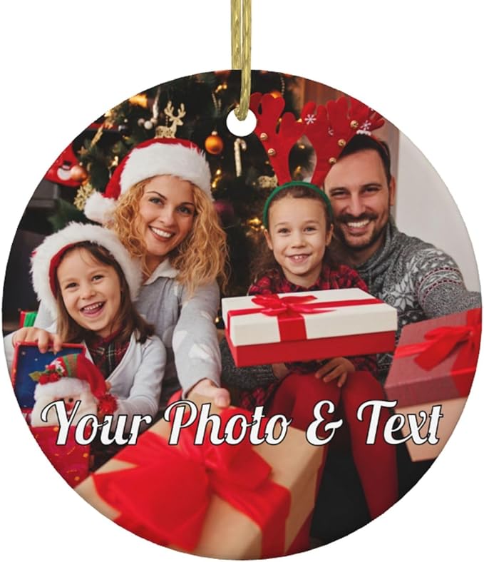 Personalized Christmas Ornaments with Picture Custom Christmas Ornament 2025 Customized Photo Ornament for Christmas Tree Ceramic Xmas Tree Decor for Family Couples Friends
