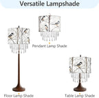 Winter Bird Tree Lamp Shade with Acrylic Bead Droplets, Blue Jay Fabric Light Shade for Pendant Table & Floor Lamp, Nature Gift for Bird lover or Garden Women, 11.8in
