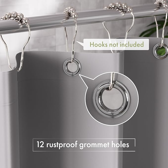 AmazerBath Extra Long Shower Curtain Liner, Grey Shower Liner 84 Inches Long, 72x84 Plastic Shower Curtain Liner, Cute Tall Shower Liner, PEVA Bathroom Shower Curtain Liners with 3 Magnets