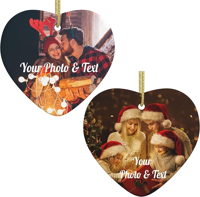 Custom Christmas Ornament Personalized Photo Ornaments for Christmas Tree 2025 Customized Picture Text Personalized Christmas Home Decoration Hanging Xmas Decor for Couples Family Wedding