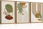 DRACIT Large Sage Green Boho Wall Art Set Abstract Modern Geometric Wood Wall Decor Mid Century Neutral Artwork Bohemian Art Decor for Living Room Bedroom Office-16x24Inch x3