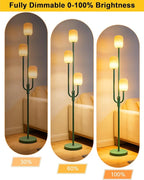 Lightdot 66IN Dimmable Floor Lamp 3-Lights Vintage Green Floor Lamps with Cylindrical Shade& Bulbs Included for Wedding/Party Modern Tall Standing Lamp for Living Room/Bedroom/Sofa Beside/Corner Decor