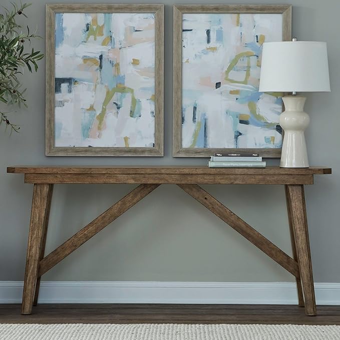 Liberty Furniture Carolina Park Sofa Table for Living Room - Amber Brown Oak