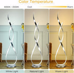 Chrome Spiral Floor Lamp, 54.3inch Tall LED Modern Standing Floor Lamp with Remote Control, 3 Color Dimmable 40W 4000LM Super Bright Floor Lamps for Living Room Bedroom