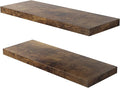 Floating Shelf, Set of 2 Wall Shelf, 24 in W x 12.75 in D x 2 in H Wooden Floating Wall Shelf with Invisible Brackets for Living Room/Bedroom/Bathroom/Kitchen Storage and Decor, Rustic Brown