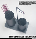 2 in 1 Incense Holder for Sticks,Glass Incense Burner Holder with Storage,Upside Down Incense Holder for Sticks with Glass Ash Catcher for Meditation Yoga Spa Room Home Decor[Full Black]