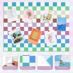 Geyoga 12 Pcs Cork Board for Wall 12 x 12 Inch Retro Colorful Checkered Bulletin Board Acoustic Wall Panels Boho Felt Tiles Cute Self Adhesive Hanging Decor for Office Home Classroom (Colorful Plaid)