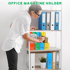 Glenmal 12 Pack Magazine Organizers Binder Organizer for Desk Plastic Vertical File Holder Magazine Racks Desk Accessories for Office, Home, or School (Colorful)