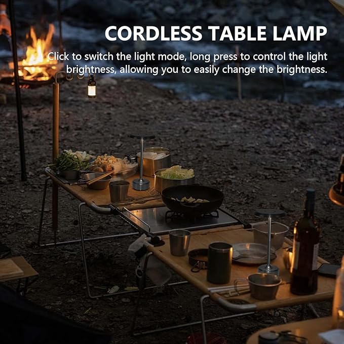 Rechargeable Cordless LED Table Lamps Touch Sensor Light, 3-Levels Portable Dimming Wireless Battery Operated Lamp，Nightstand Lamp/Night Light/Restaurant Table/Outdoor/Coffee/Bar (Black)
