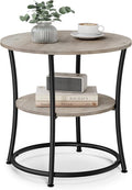 VASAGLE 21.7-Inch Round Side Table, 2-Tier End Table, Nightstand with Steel Frame, Spacious Top, for Small Spaces, Living Room, Bedroom, Heather Greige and Ink Black ULET56BG | 2 Storage Shelves, Living Room, Bedroom, Nightstand, Small Spaces, Accent C...