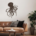 SIGNLEADER Metal Wall Art Decor Octopus Minimalist Modern Abstract Wall Sculpture Hangings Home Decoration for Living Room, Bedroom, Bathroom, Kitchen, Outdoor - 30" Bronze