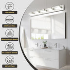 OKELI 5 Lights Bathroom Vanity Light Fixtures Brushed Nickel LED Dimmable Vanity Light Over Mirror Modern Wall Mounted Lighting Fixture, 350° Rotatable Lamp Head 36W Cold White 6000K ETL Listed