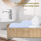 Round Paper Rope Storage Basket with Handle, Beige, 14.5in x 6.6in x 3.74in