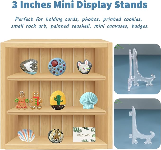 Artliving 3 Inch Clear Plastic Easels or Stand/Plate Holders to Display Pictures or Other Items at Weddings, Home Decoration, Birthdays, Tables (12 Pack)