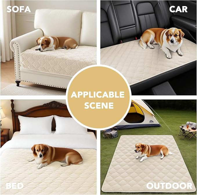 H.VERSAILTEX Couch Cover Chenille Pet Fuzzy Sofa Covers for 2 Cushion Couch Anti Slip Washable Sofa Slipcovers with Strap Soft Couch Protector Cover for Dogs Cats Kids(40" x 50", Ivory)