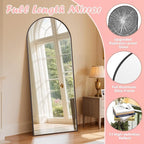 Full Length Mirror, 58" x 18" Arched Full Body Mirror Large Standing Floor Mirrors, Mirrors for Bedroom, Bathroom, Living Room Standing or Wall Leaning, Black