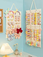 2 Pack Hair Bows Holder,Hair Clips Storage Hanger Large Capacity,Hair Bows Organizer Wall Hanging for Girl Room,Hair Accessories Organizer（White）