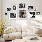 Egofine 11x14 Picture Frames Set of 4, Made of Solid Wood Covered by Plexiglass 5x7 and 8x10 with Mat or 11x14 without Mat, for Table Top Display and Wall Mounting Photo Frame Driftwood White