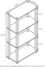 Furinno TURN-S-TUBE Storage Shelves, 4-Tier Book Shelf, Corner Shelf, Toolless Open Shelves, for Organization and Storage, Living Room, Garage, Home Office, French Oak