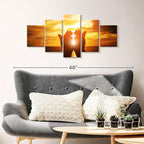 Elephant Stock Religion Wall Art Multi Piece Canvas - 5 Panel Christian Pictures Decor - Digital Design Canvas Print - Christian Wall Decor - 42" X 19"