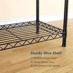 Clothes Rack, Heavy Duty Clothes Rack, Large Wire Closet Garment Rack, Freestanding Expandable Metal Clothing Rack with 4 Hanging Rods, 6 Shelves, and 4 Hangers for Hanging Clothes, Black